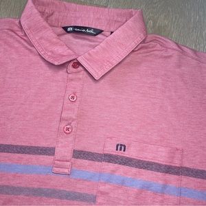 Travis Matthew Men’s XL Red Striped Pocket Short Sleeve Golf Polo Shirt